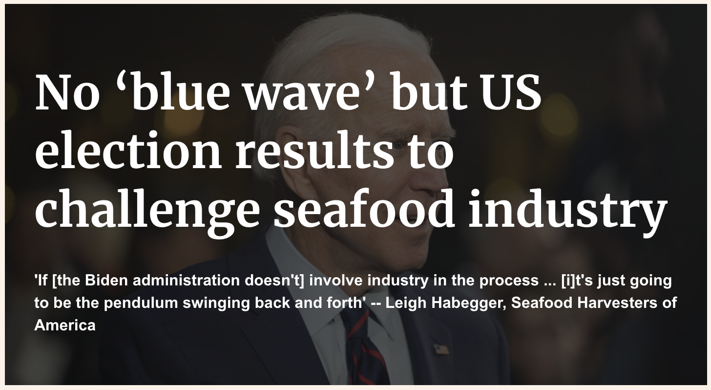No 'blue wave' but US election results to challenge seafood industry