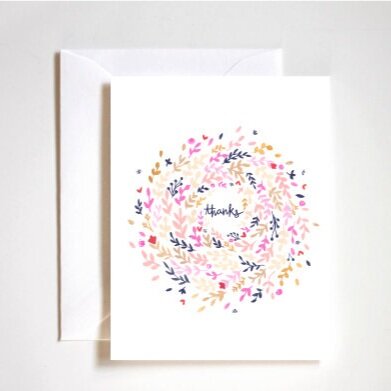 Thanks Floral Wreath Card