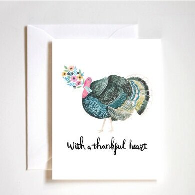 With a Thankful Heart Card, thanksgiving card, turkey card