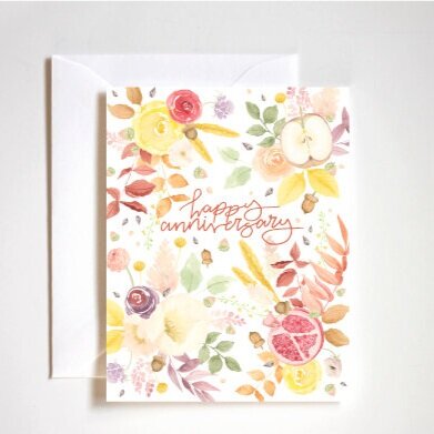 happy anniversary fruit and floral card
