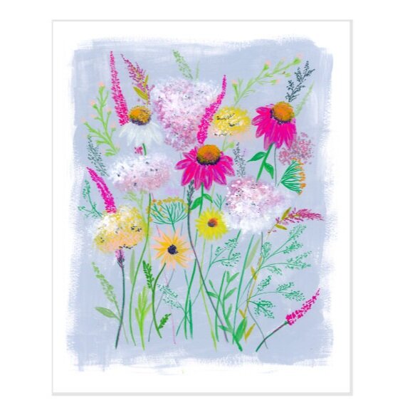 Pink and Yellow Floral Art Print