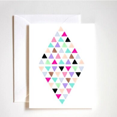 Watercolor Retro Triangles Card