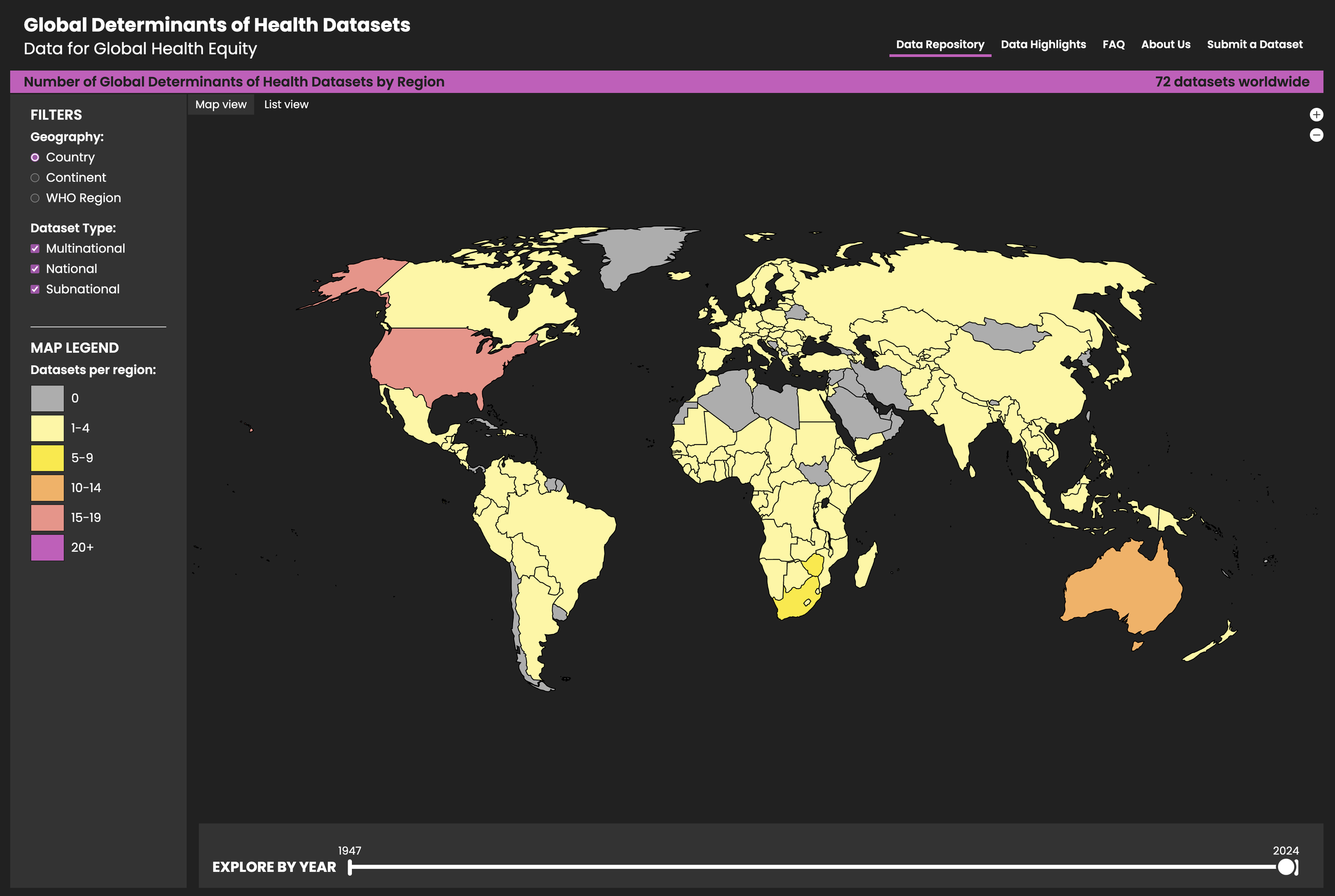Boston University's School of Public Heath – Data for Health Equity website tool