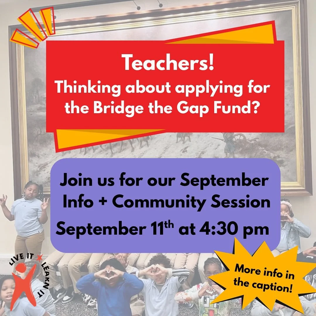 ✨ Teachers! Thinking about applying for the Bridge the Gap Fund?
 Join us for an Info + Community Session where you&rsquo;ll:
 ✅ Learn about the Fund + application process
 ✅ Get your questions answered
 ✅ Connect with other educators
📅 Thursday, Se
