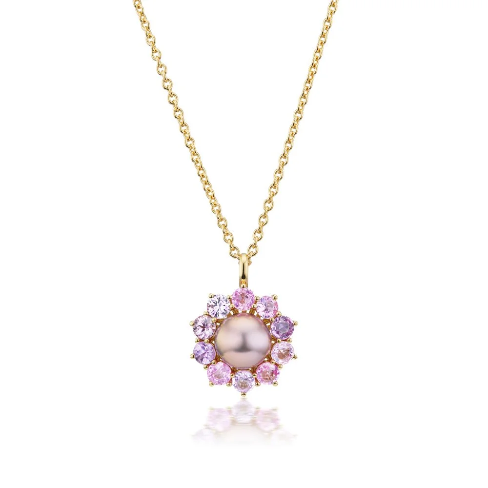 One-of-a-Kind Pink Floral Pearl Pendant