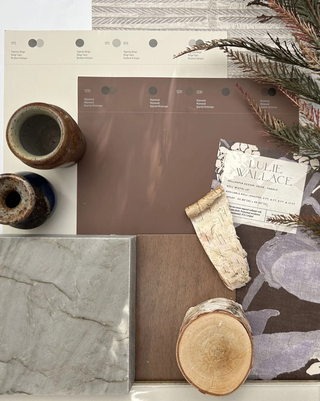 Saturday Morning Inspo ✨⁣
⁣
A little peek at a primary bathroom we've been working on! Can't get enough of this gorgeous vanity color from Benjamin Moore - it's called Wynwood 😍 Especially in the dappled sunlight.⁣
⁣
Bonus - swipe for a BTS of today