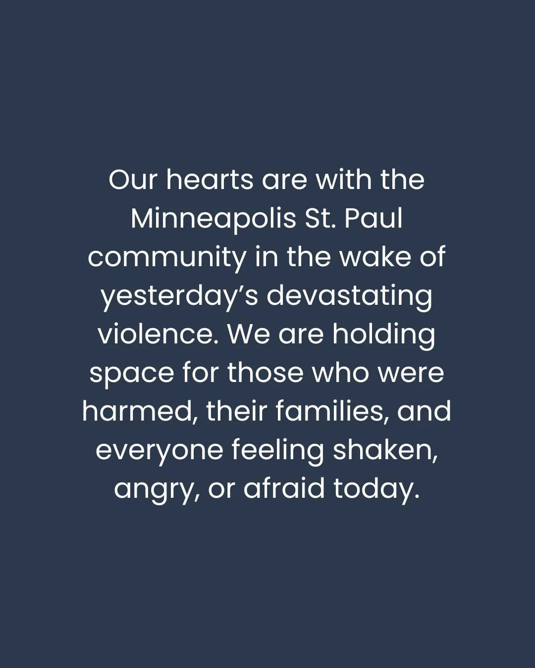 Our hearts are with the Minneapolis St. Paul community in the wake of yesterday&rsquo;s devastating violence. We are holding space for those who were harmed, their families, and everyone feeling shaken, angry, or afraid today.

At Kate Roos Design, w