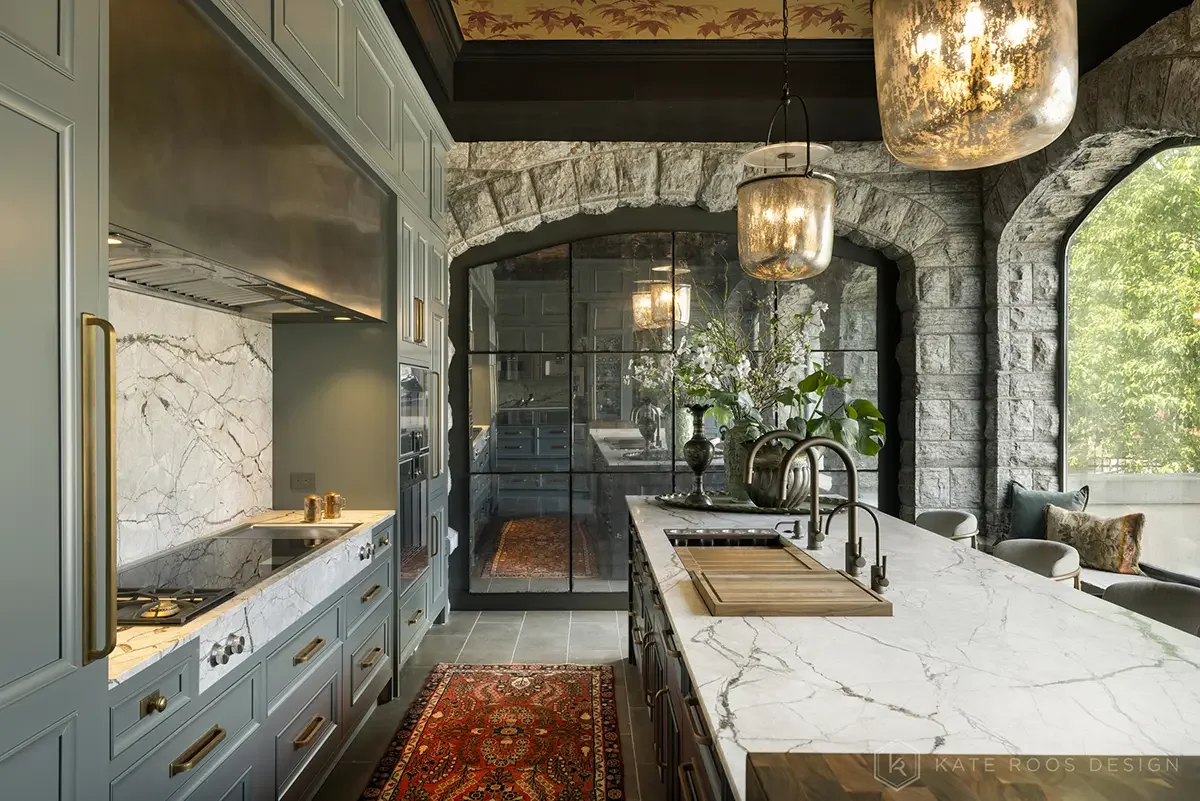 Historic Stone Arched Transitional Kitchen Remodel by Kate Roos Design project photo