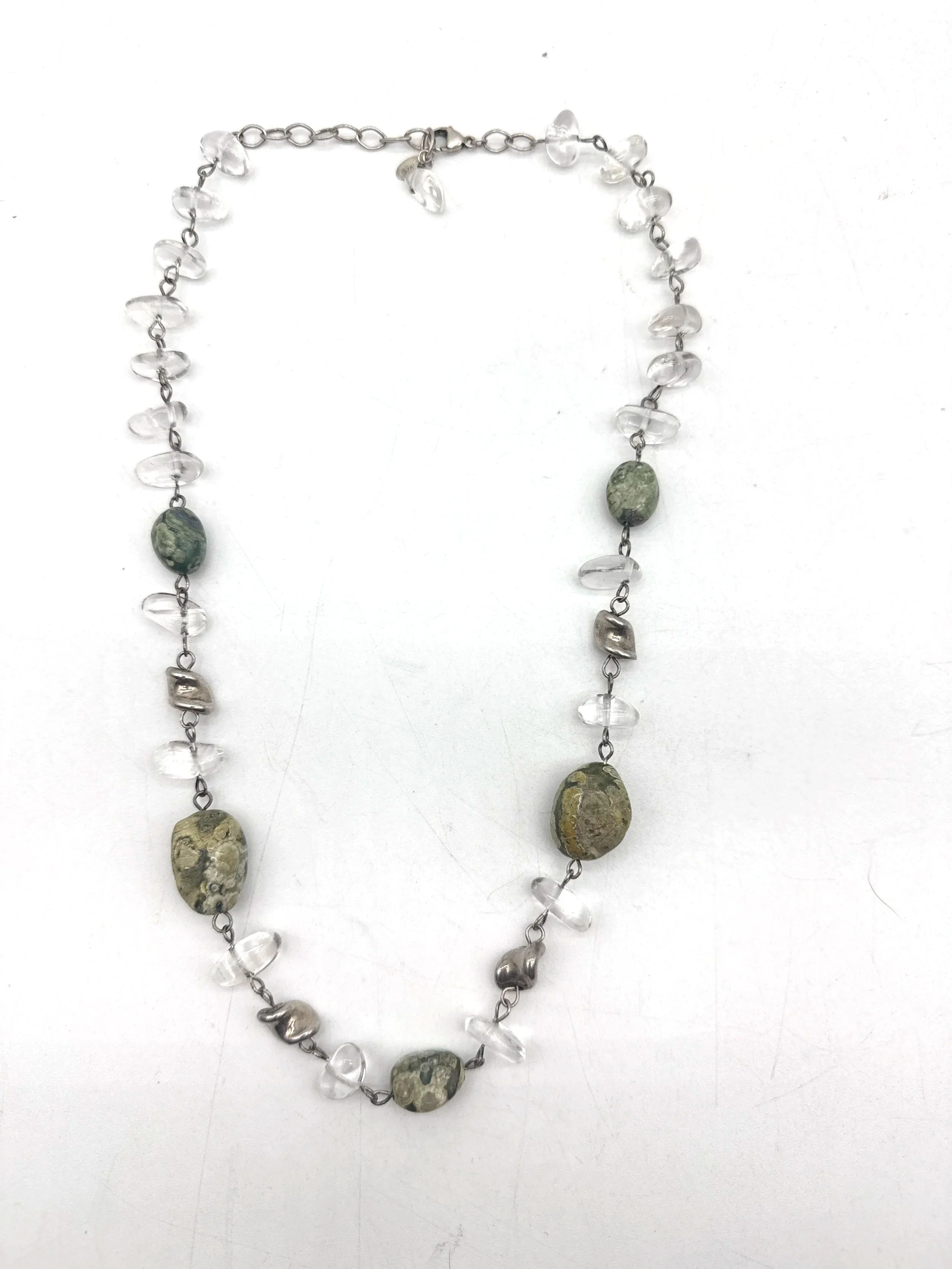 678.  Stone Willow designer sterling silver and quartz necklace 22''