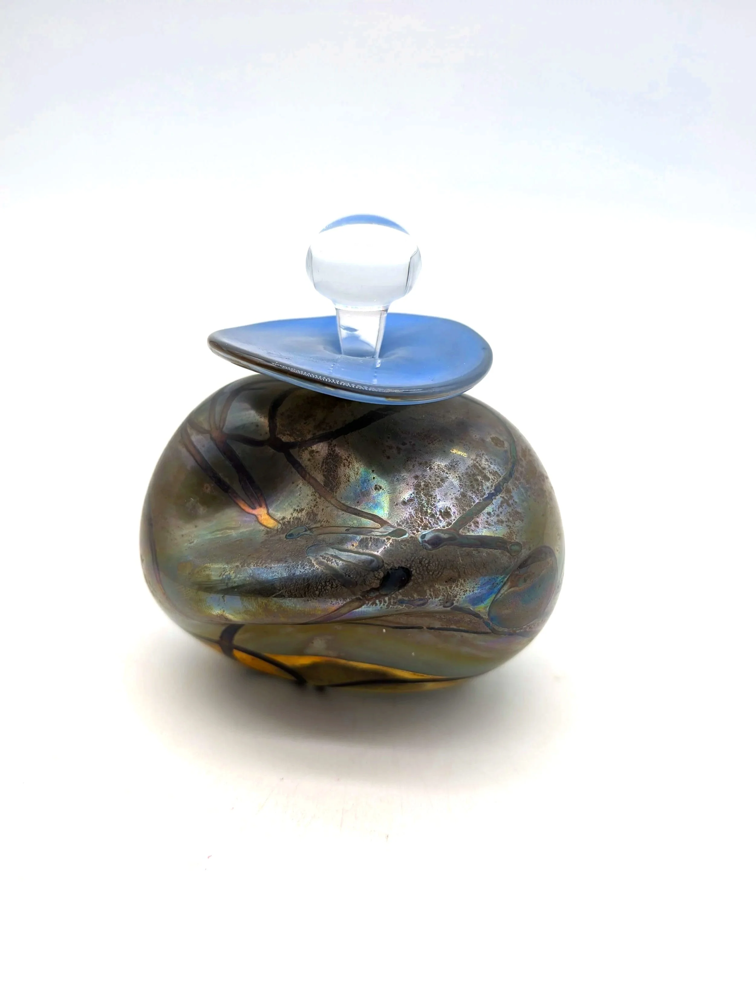 501.  Artisan signed glass perfume bottle 4''x5''