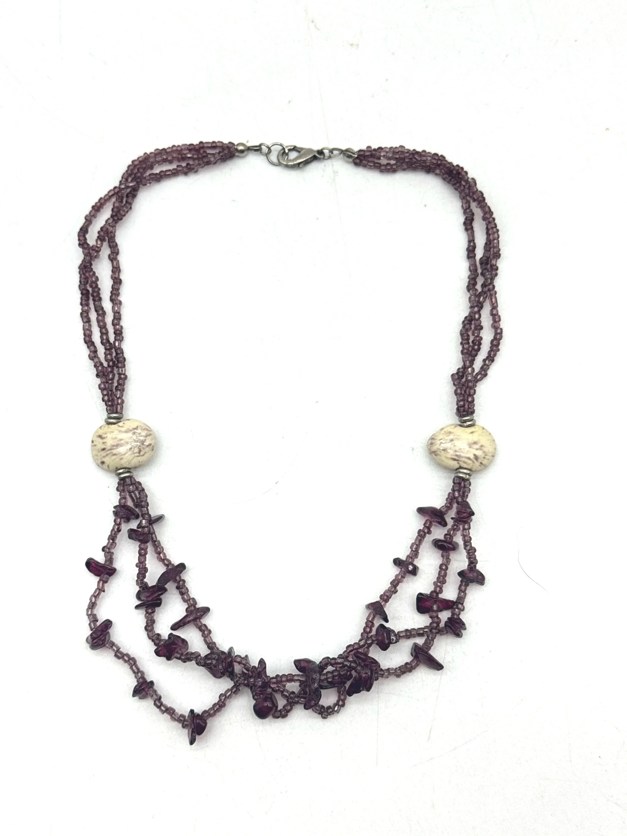 677.  Genuine garnet  beads and stones necklace 16''