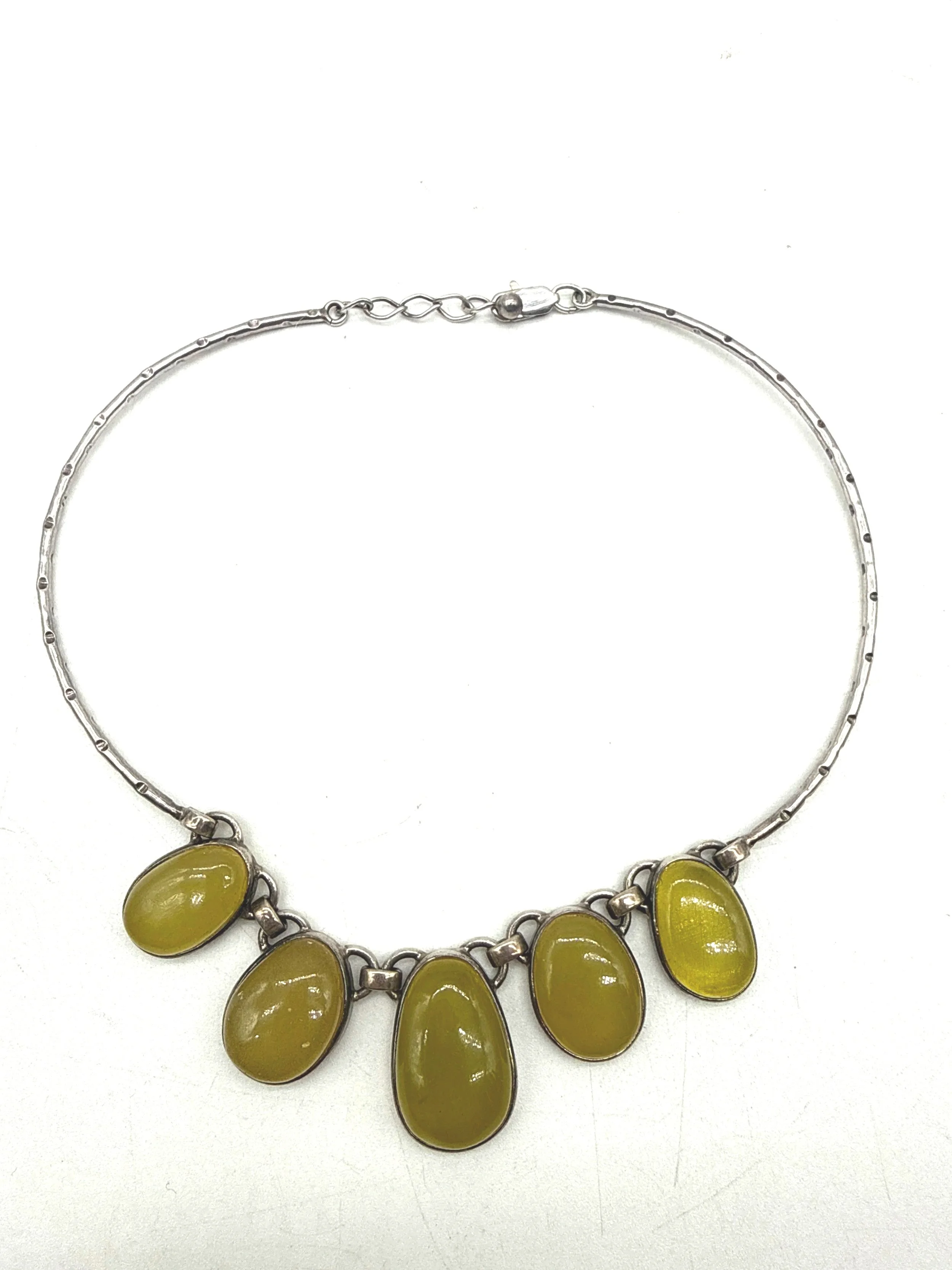 686.  Artisan made sterling silver and glass chocker style necklace