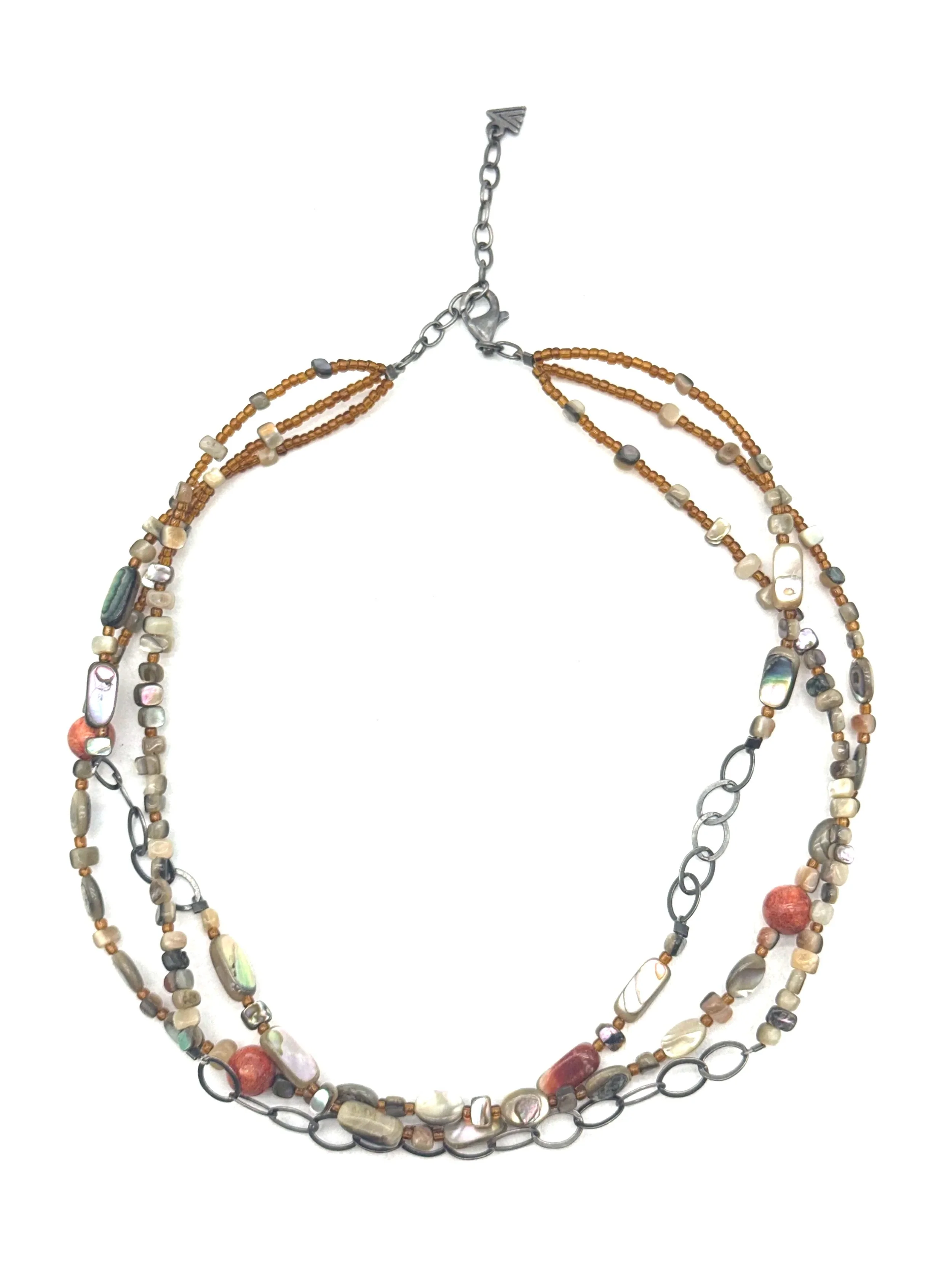 672.  Silpada sterling silver, coral and shell Fiesta Fun necklace 18''