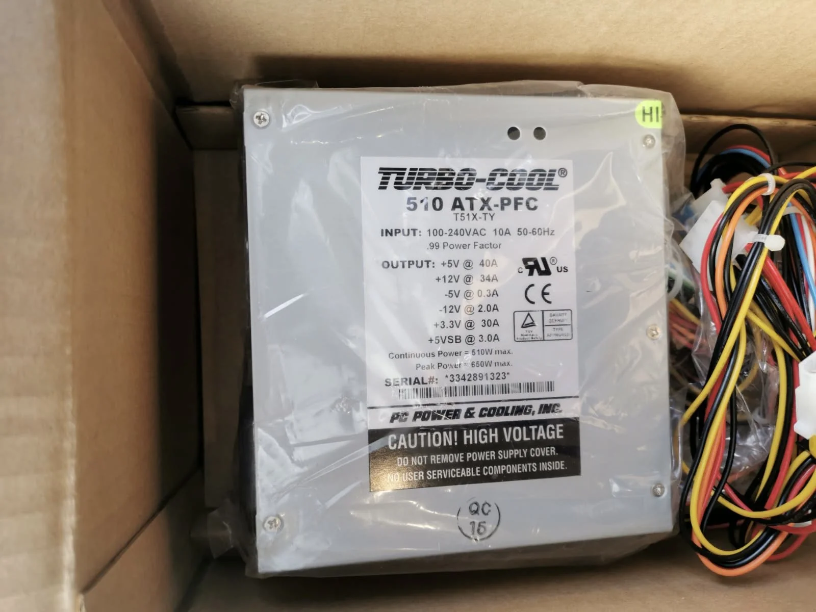 240.  Turbo-Cool 510 ATX PFC High Performance Power Supply, as is smoking environment