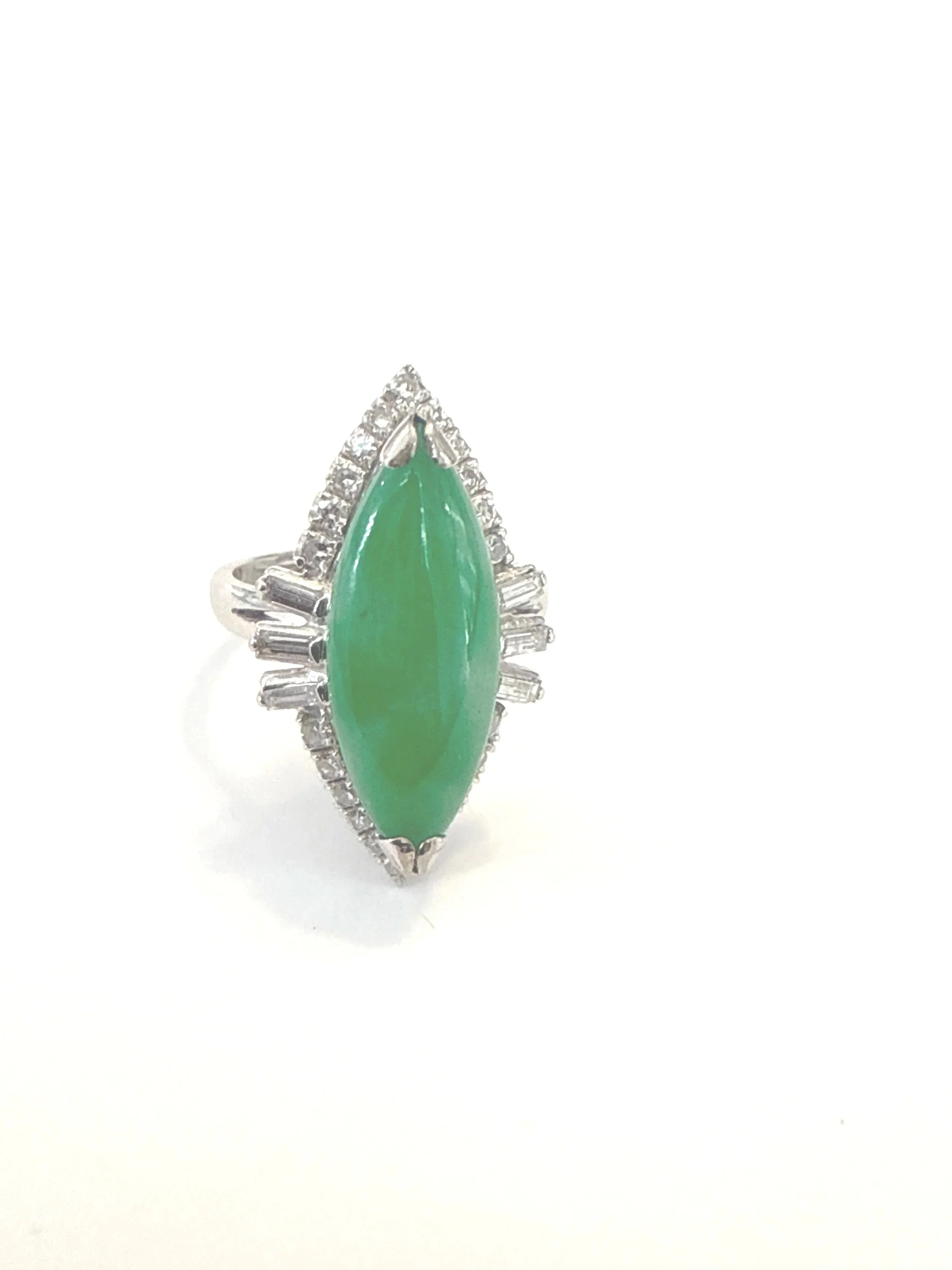 261.  Lady's 14K yellow gold, jadeite and diamond ring, size 5.5, 5.78 grams, stamped 14K very good condition Appraisal Certificate Value $4550.