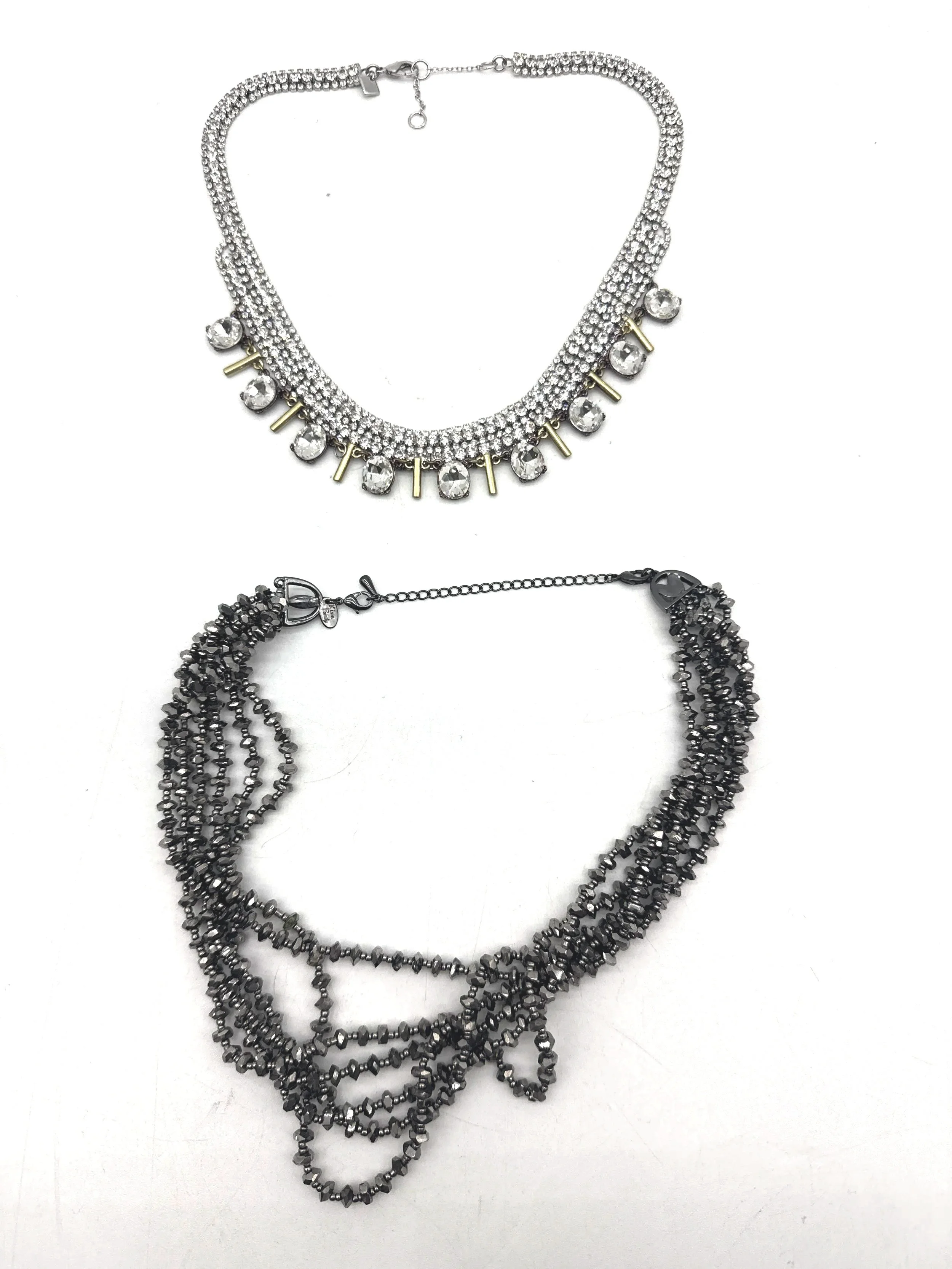 684.  Banana Republic rhinestone necklace 18'  and Kiam Family necklace 18-22'' expandible