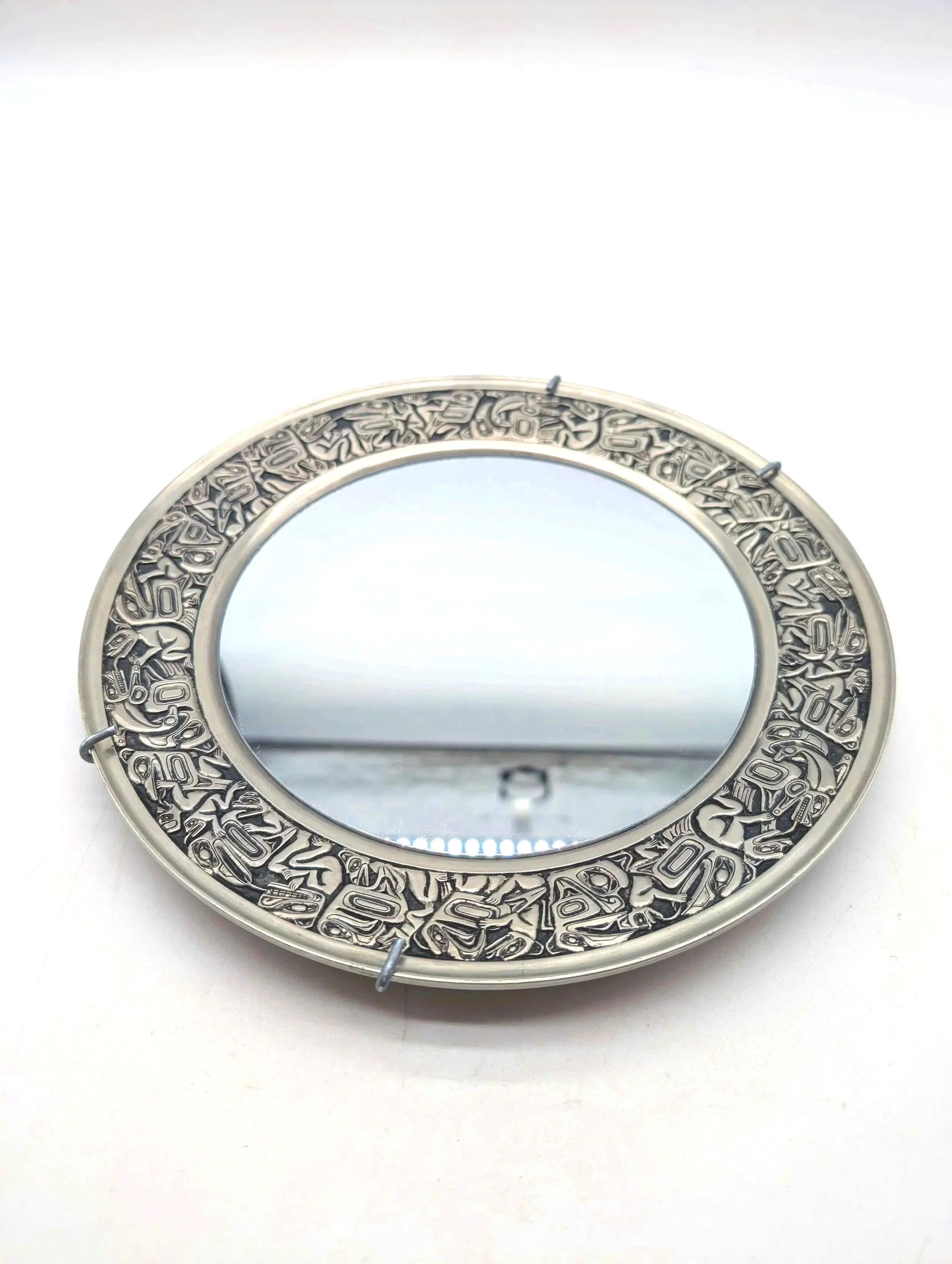 535. Walter Davidson signed pewter plate with mirror 10''
