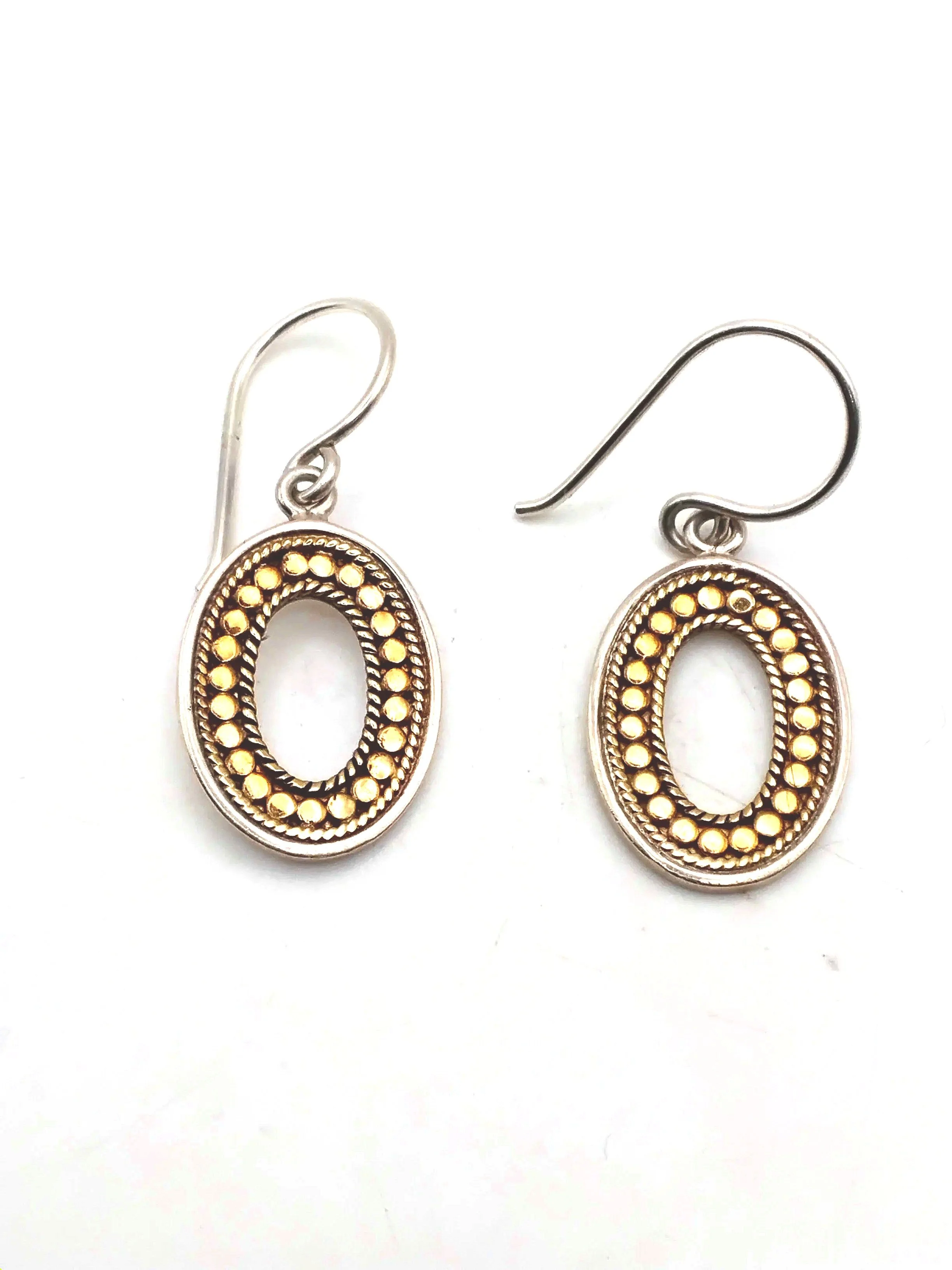 613.   Designer Anna Beck sterling silver gold plated earrings 5.6 gm 1.5'' l     FIRM