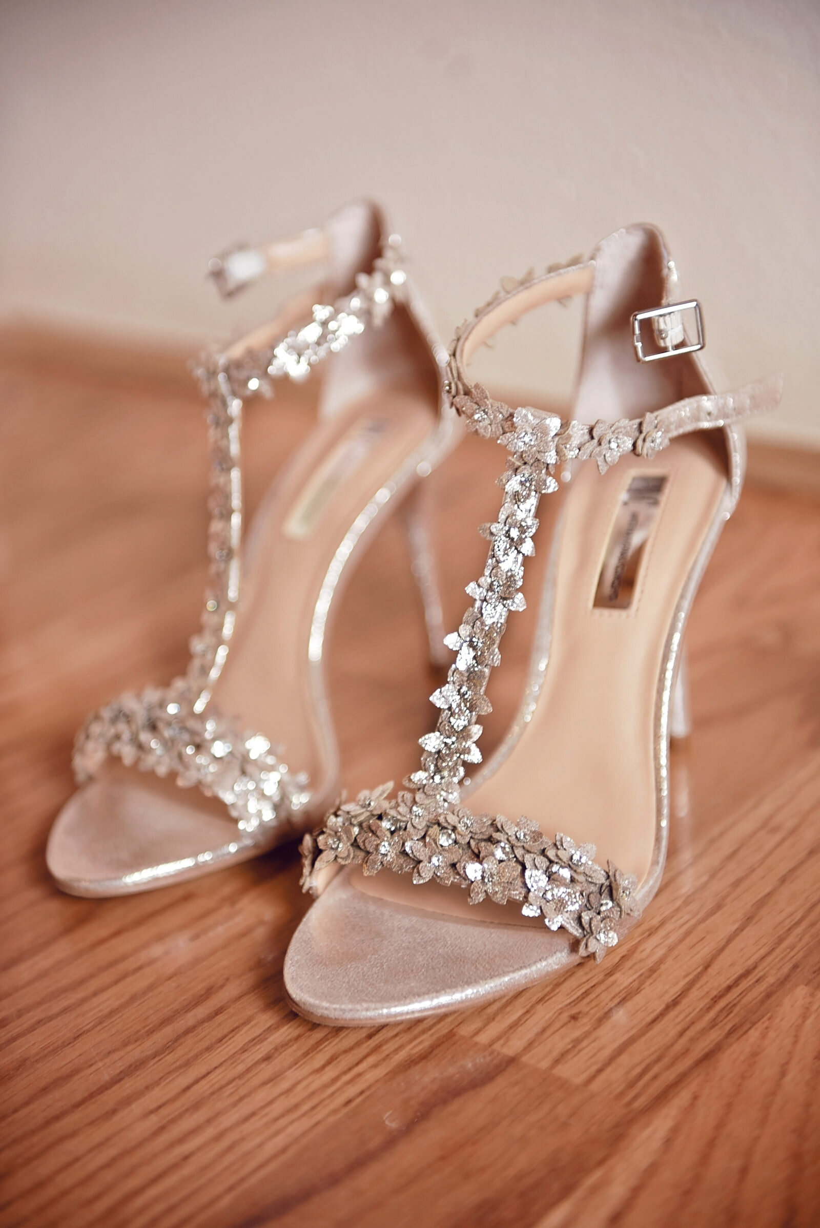 Bridal Shoes on Wood Flooring