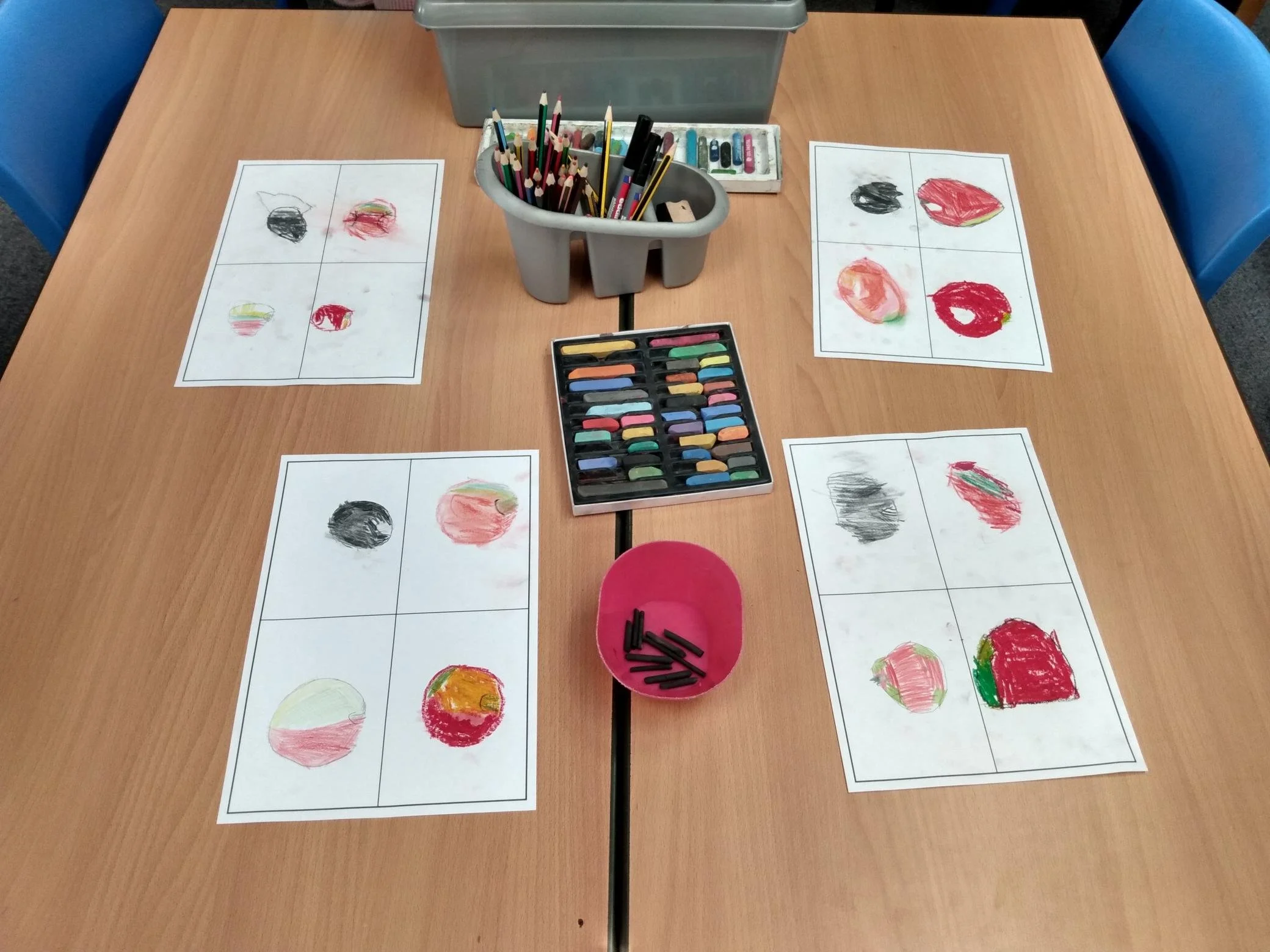 Using different media to draw.