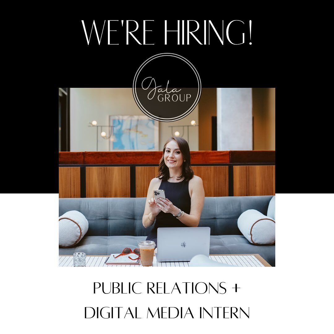 The Gala Group is hiring! 📣

We&rsquo;re looking to continue expanding by bringing on a part time intern who is interested in learning more about public relations + social media + influencer marketing + branding + content creation + then some! 👩🏻&