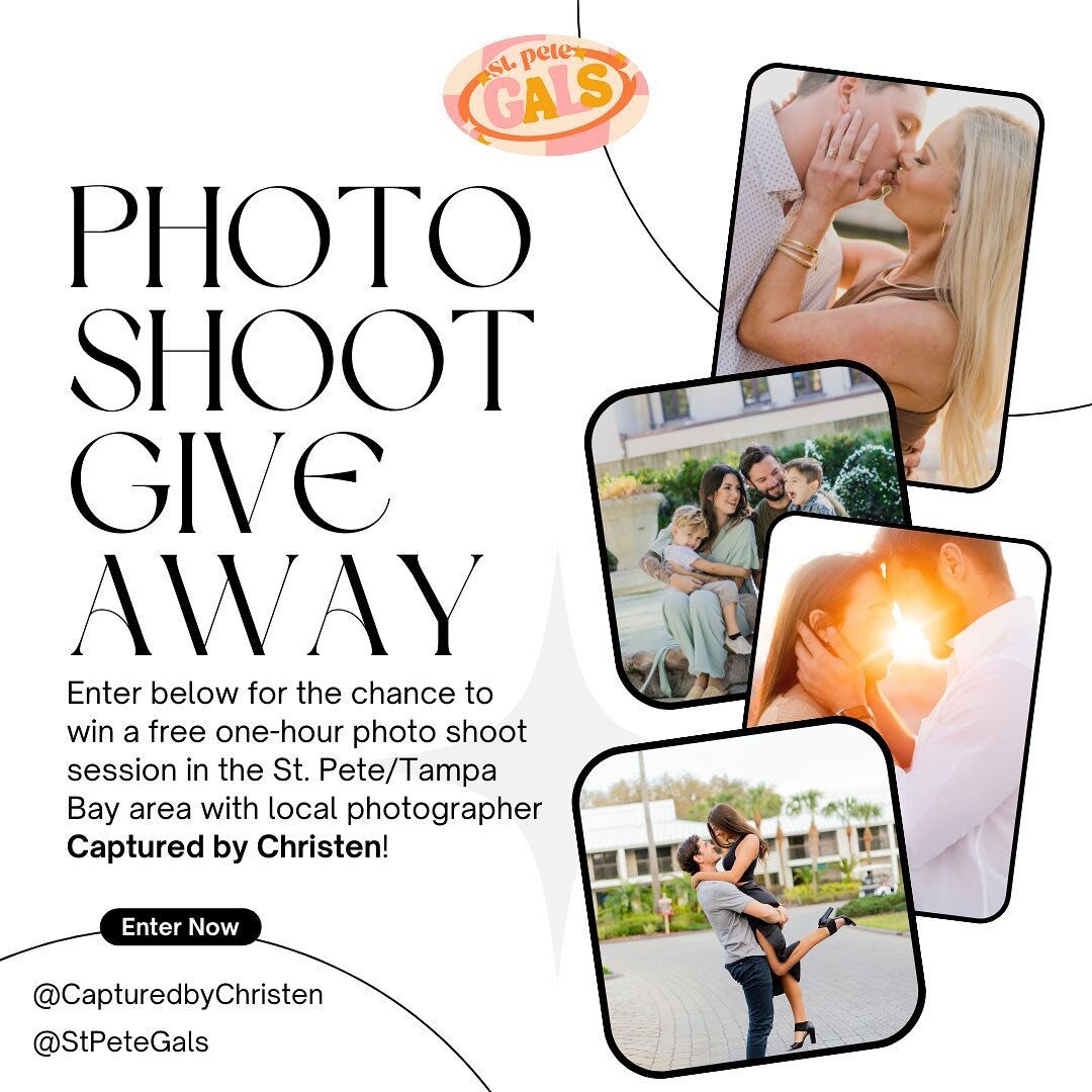 ENTER THE FREE PHOTOSHOOT GIVEAWAY!!! 📸🌸🌴🎉✨

With spring in full bloom, @StPeteGals is beyond excited to partner with @capturedbychristen to gift one lucky winner a one-hour photo shoot experience in the St. Pete/Tampa Bay area! 

The winner will