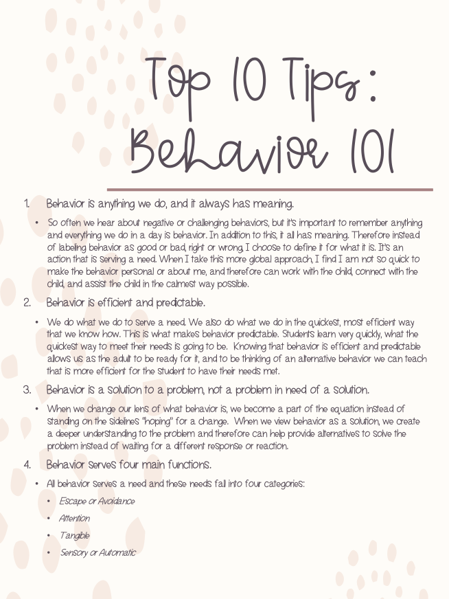 Top 10 Tips: Behavior 101