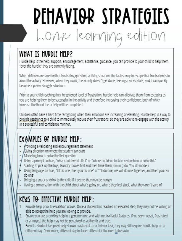 Behavior Strategies: Home Learning Edition