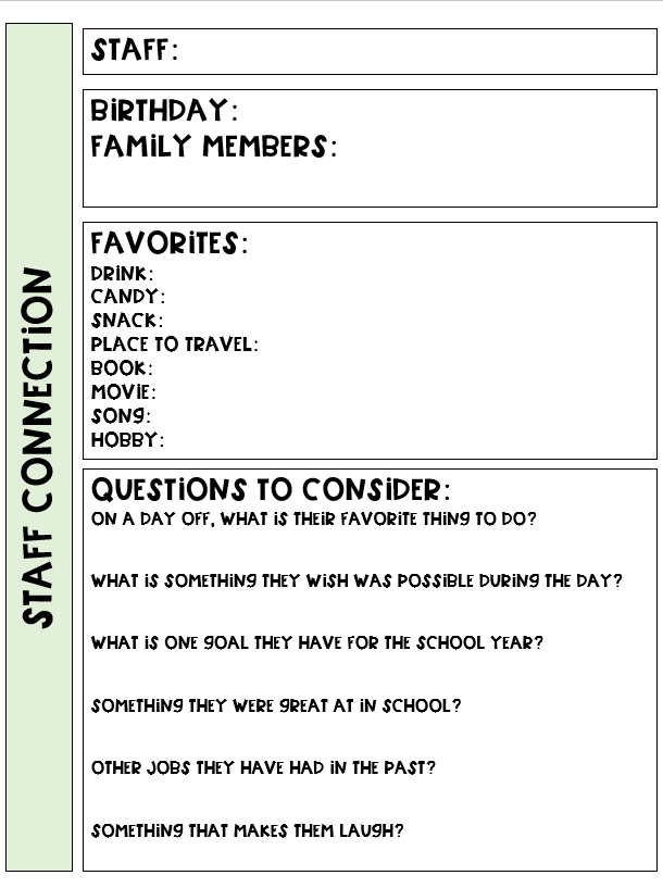 Staff Connection Template