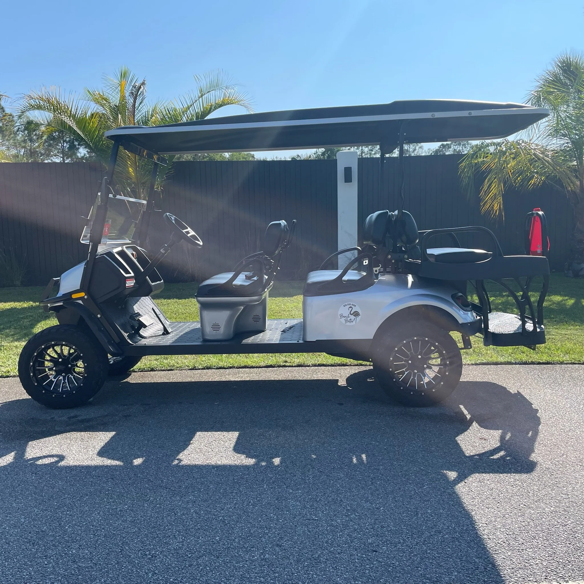 Lifted Gas ASPT Silver 6 Seat Golf Cart & Soundbar - Always Beach Better