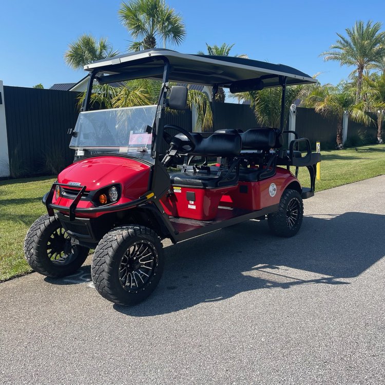 RZ50 red lifted gas golf cart