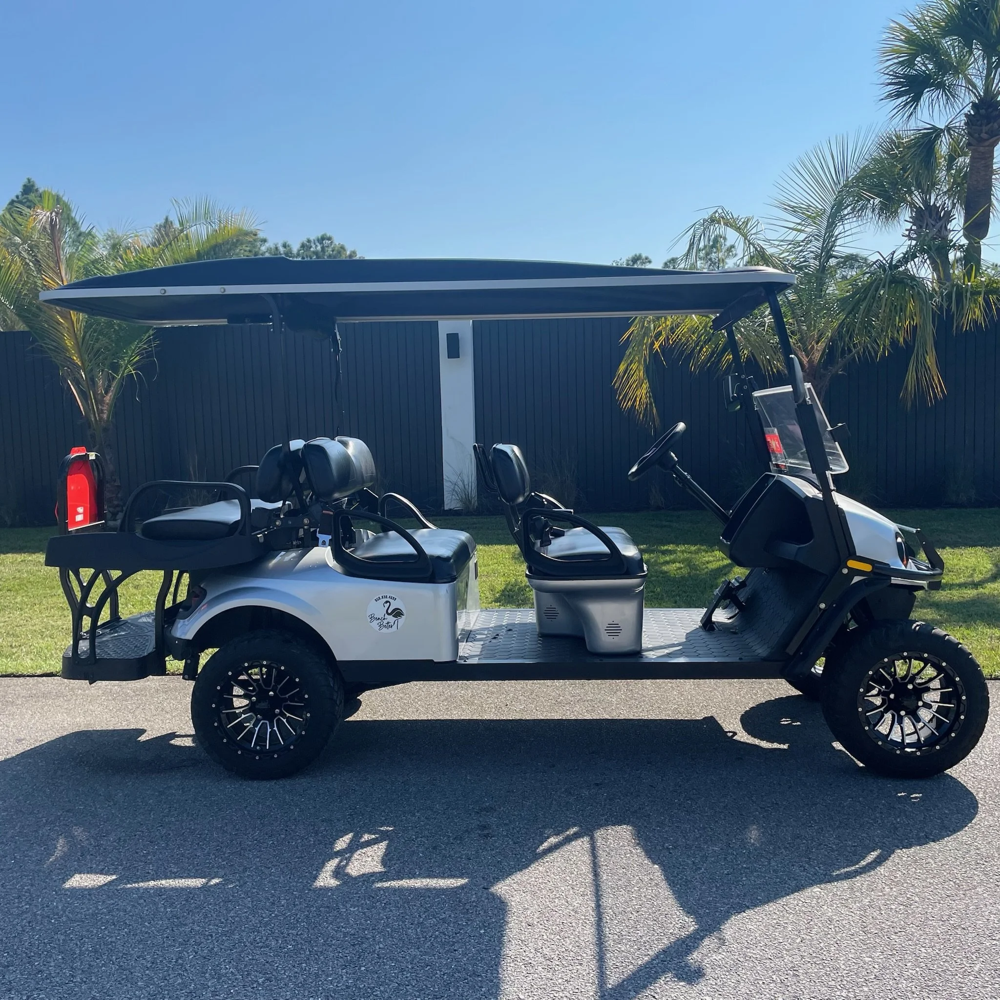 Lifted Gas ASPT Silver 6 Seat Golf Cart & Soundbar - Always Beach Better