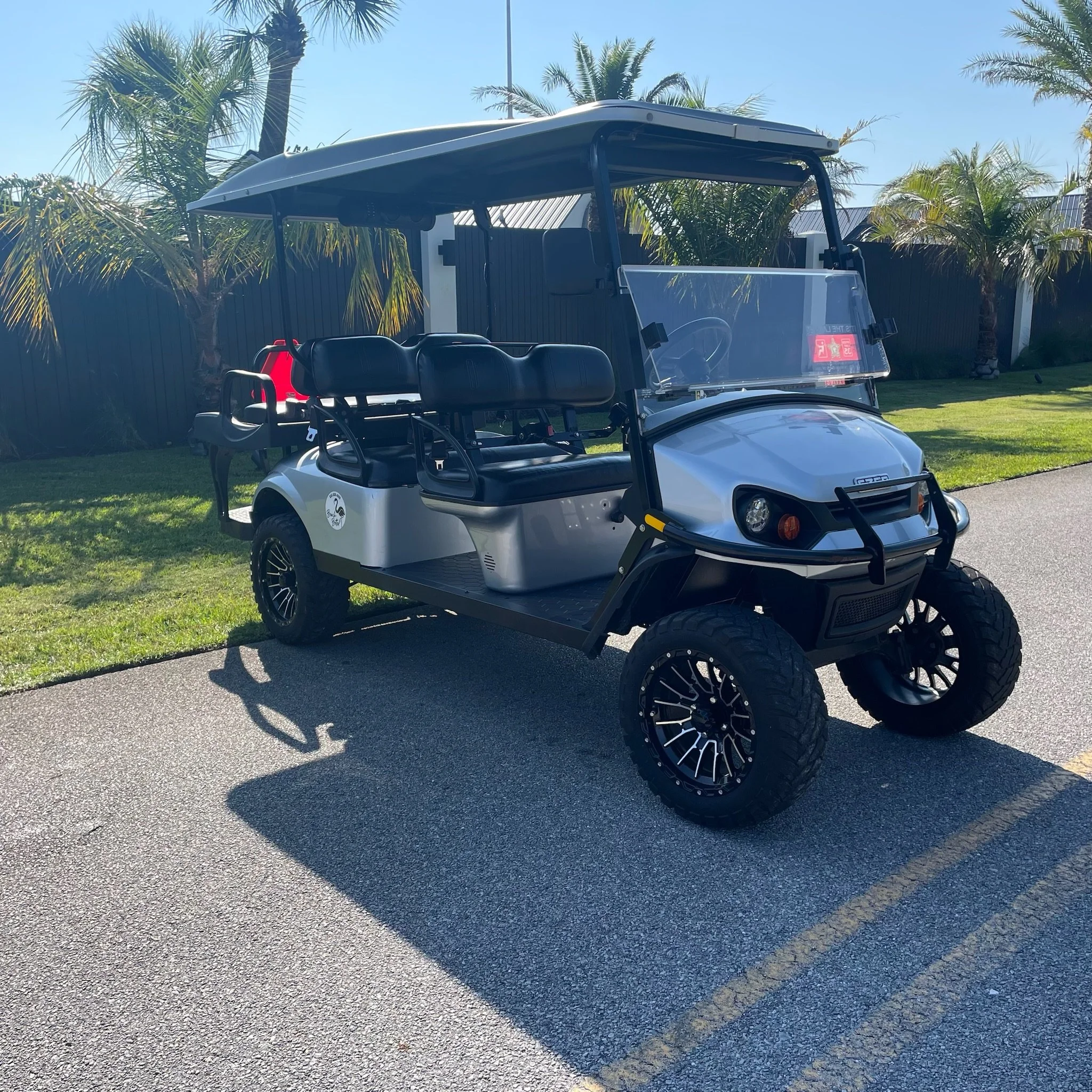 Lifted Gas ASPT Silver 6 Seat Golf Cart & Soundbar - Always Beach Better