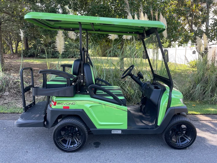 4LB12L luxury lime green 4-seat extended-range electric golf cart