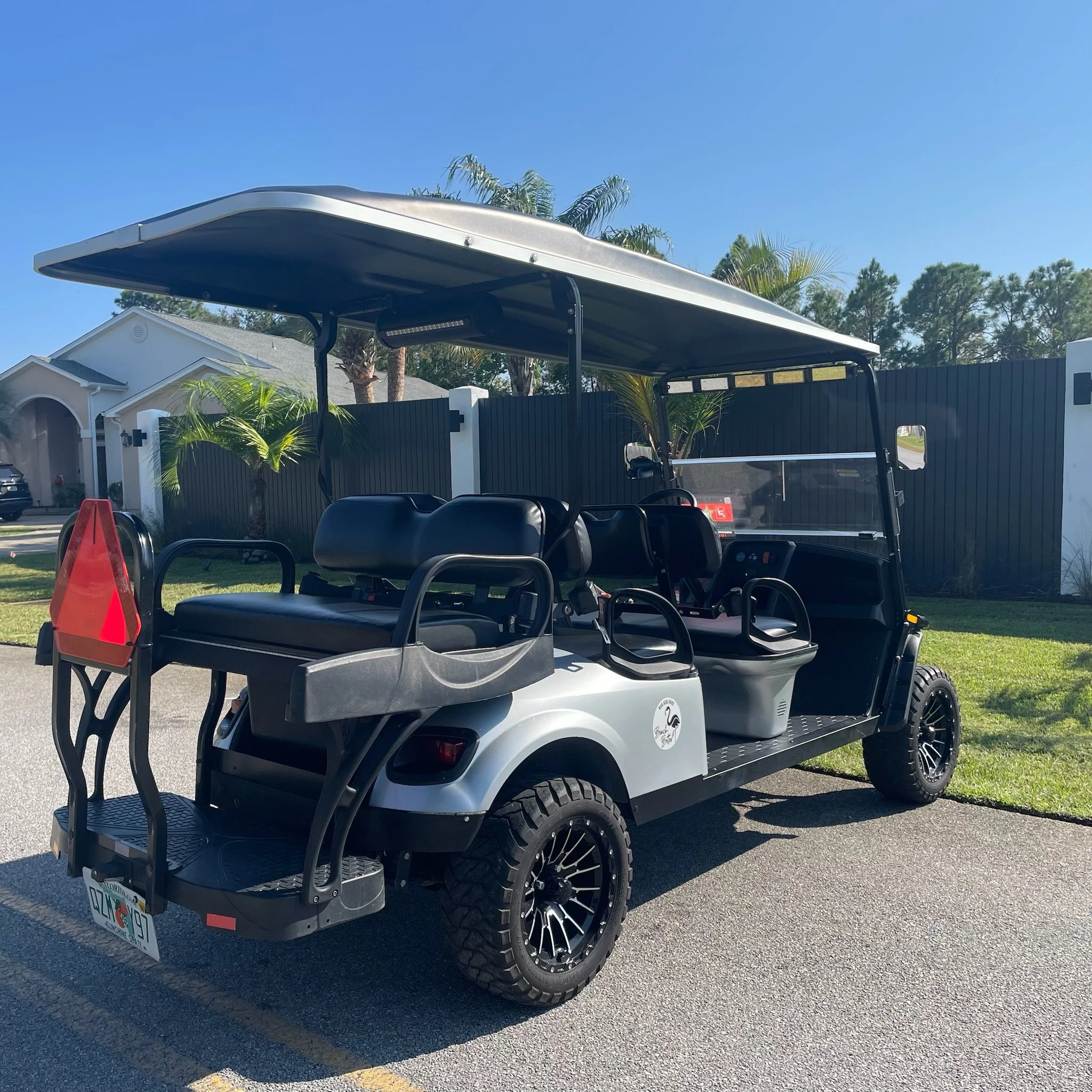 Lifted Gas ASPT Silver 6 Seat Golf Cart & Soundbar - Always Beach Better