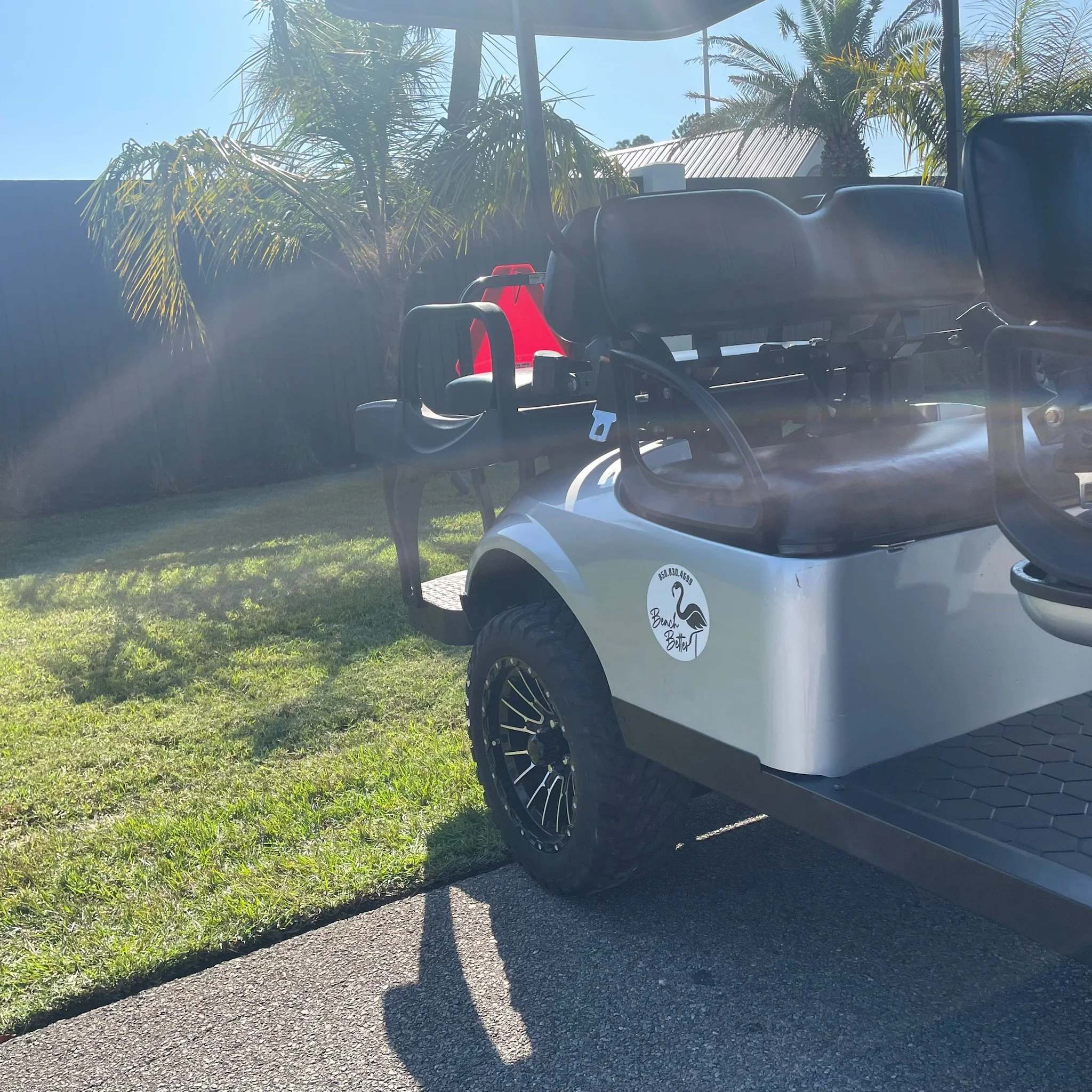 Lifted Gas ASPT Silver 6 Seat Golf Cart & Soundbar - Always Beach Better