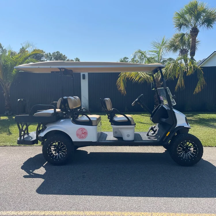 WZ37 white lifted gas golf cart