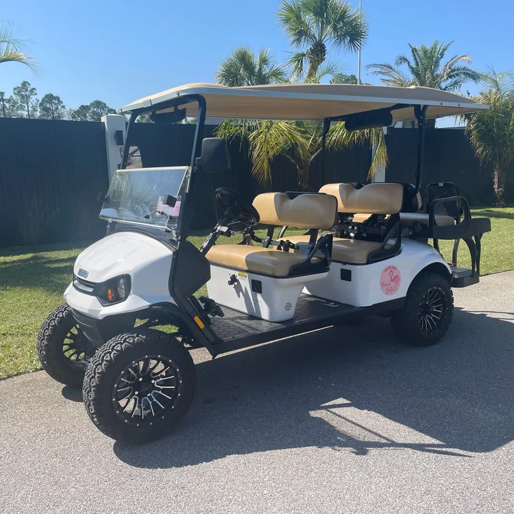 WZ16 lifted white 6-seat gas golf cart