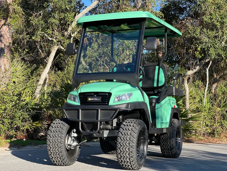 L4MB05L luxury lifted mint green 4-seat electric golf cart