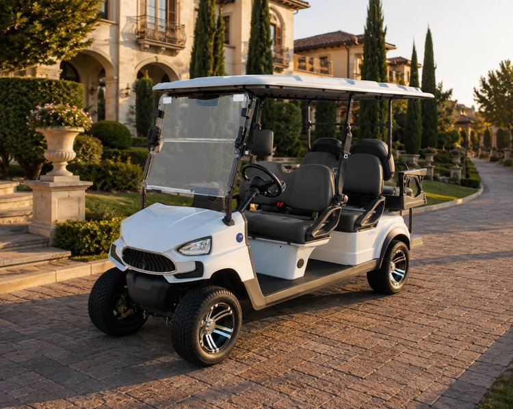 WV56L luxury white 6-seat 2026 VCarts E-Series electric golf cart
