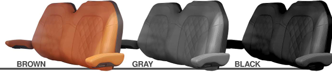 Beach Better Street Legal golf carts for sale. Dealer of VCarts! Electric LSVs in Miramar Beach, FL Seat color choices include brown, gray, and black with quilted patterns.