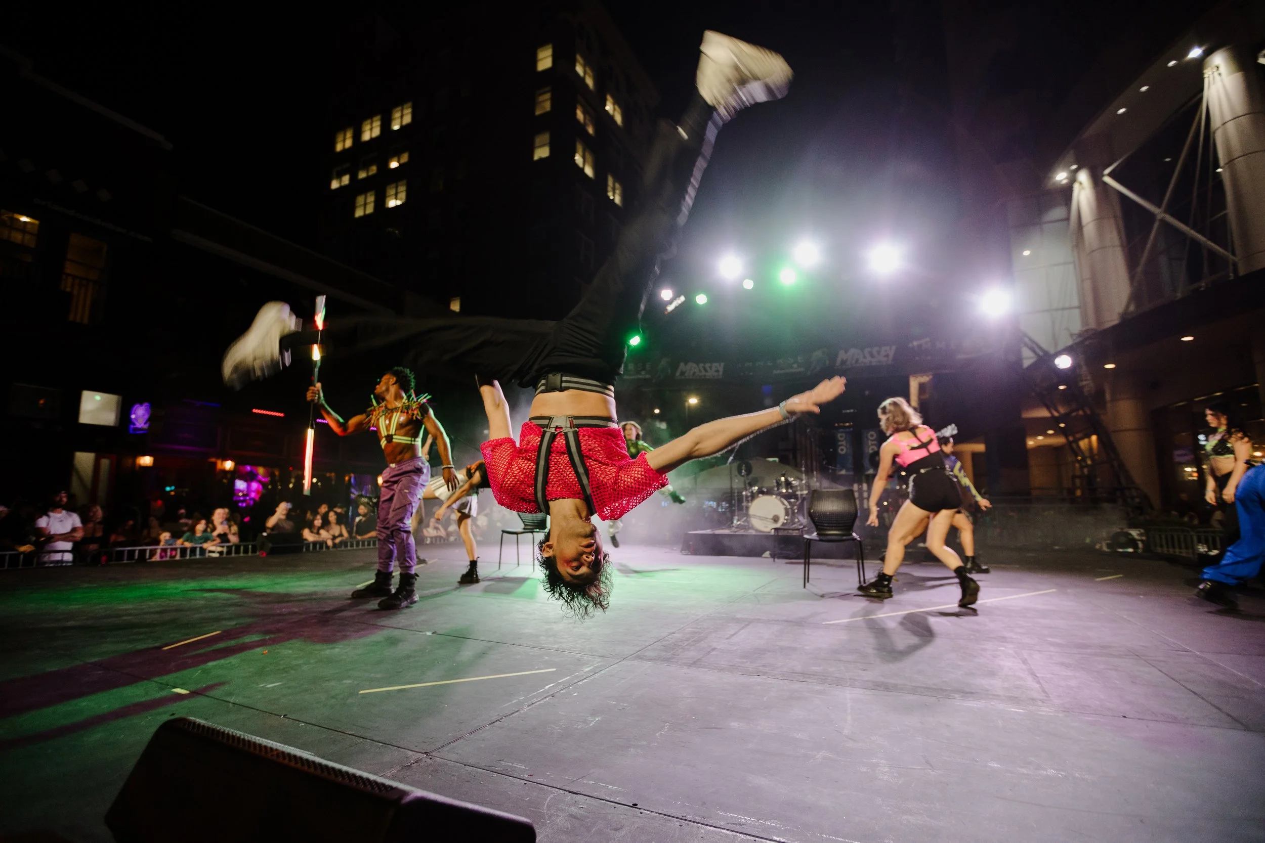 A dancer from RPD Dance Company flips at IMMERSE