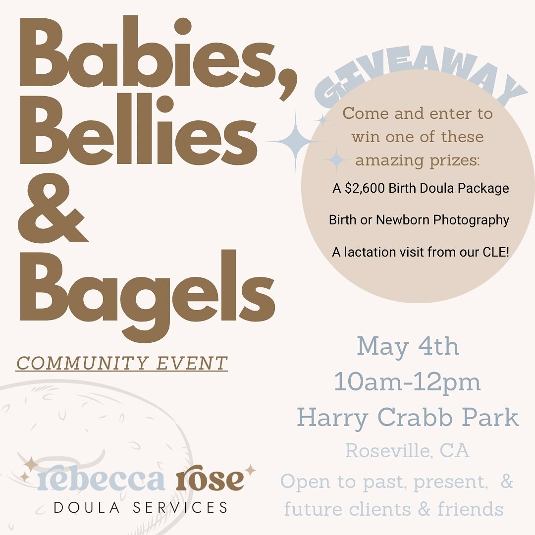 🌟 Join us for a morning of joy and community at &lsquo;Babies, Bellies, and Bagels&rsquo; on May 4th from 10am-12pm at Harry Crab Park in Roseville! 🎉 Open to all past, present, and future clients, as well as birth community workers! RSVP so we&rsq
