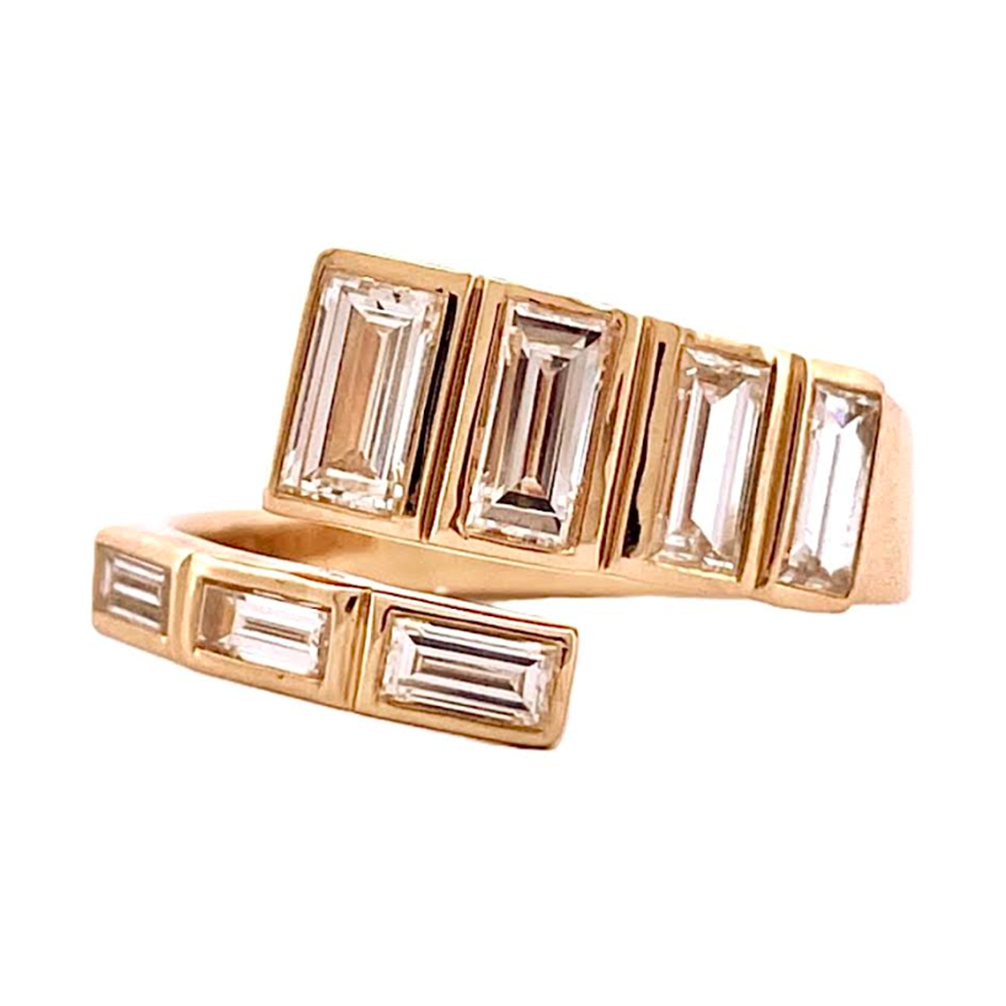Baguette Diamond Bypass Ring