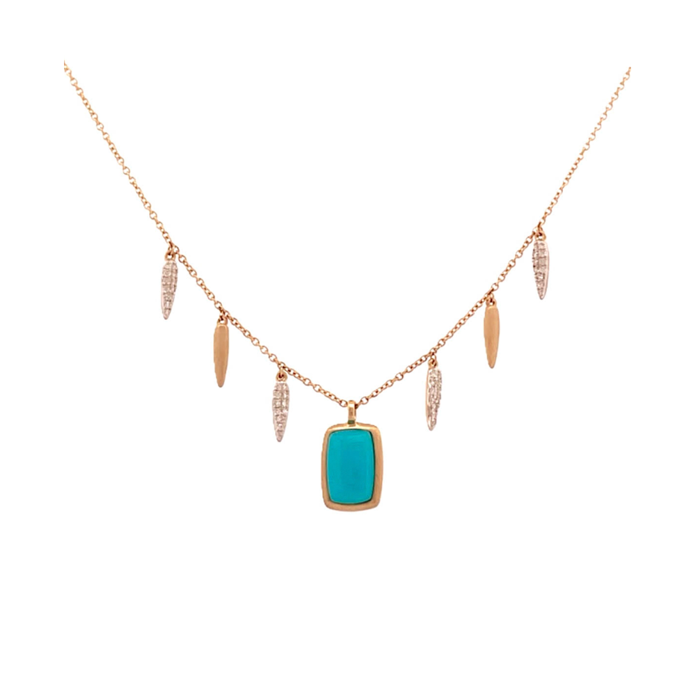 Turquoise and Diamond Charm Necklace