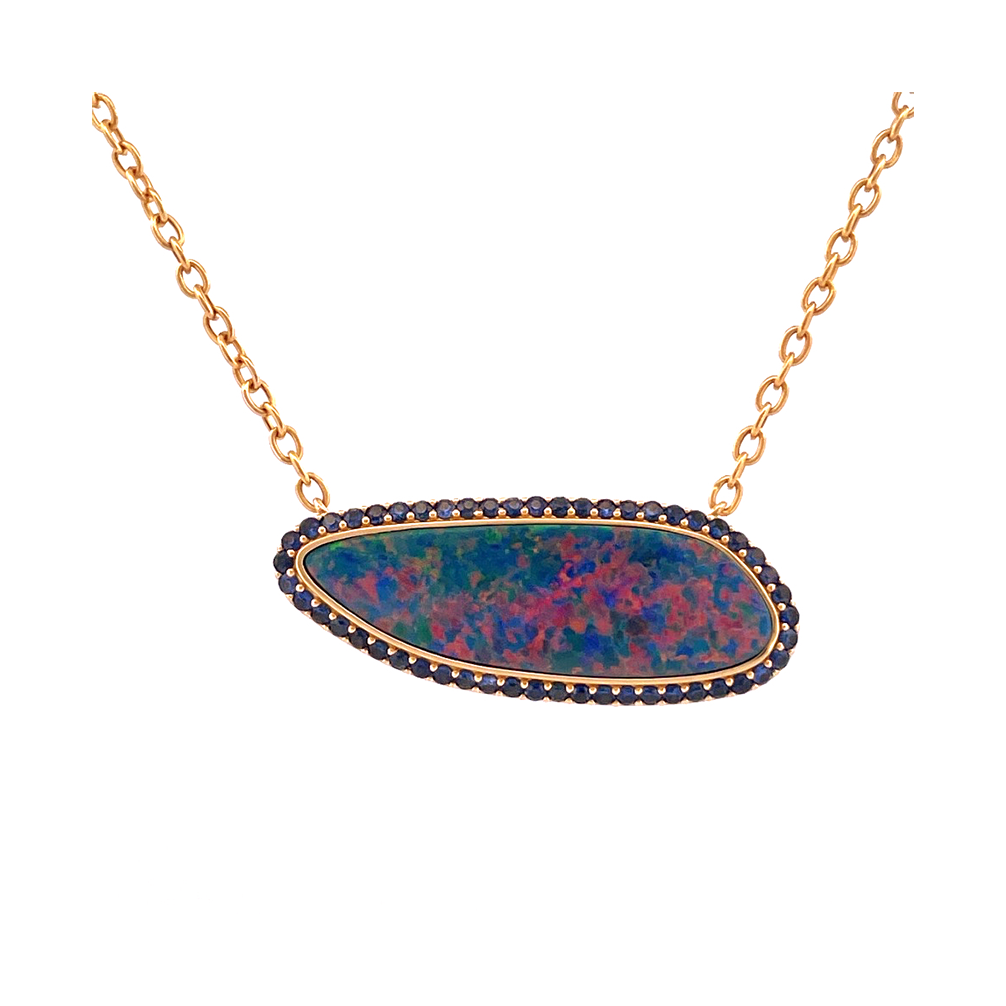 Boulder Opal and Sapphire Statement Necklace