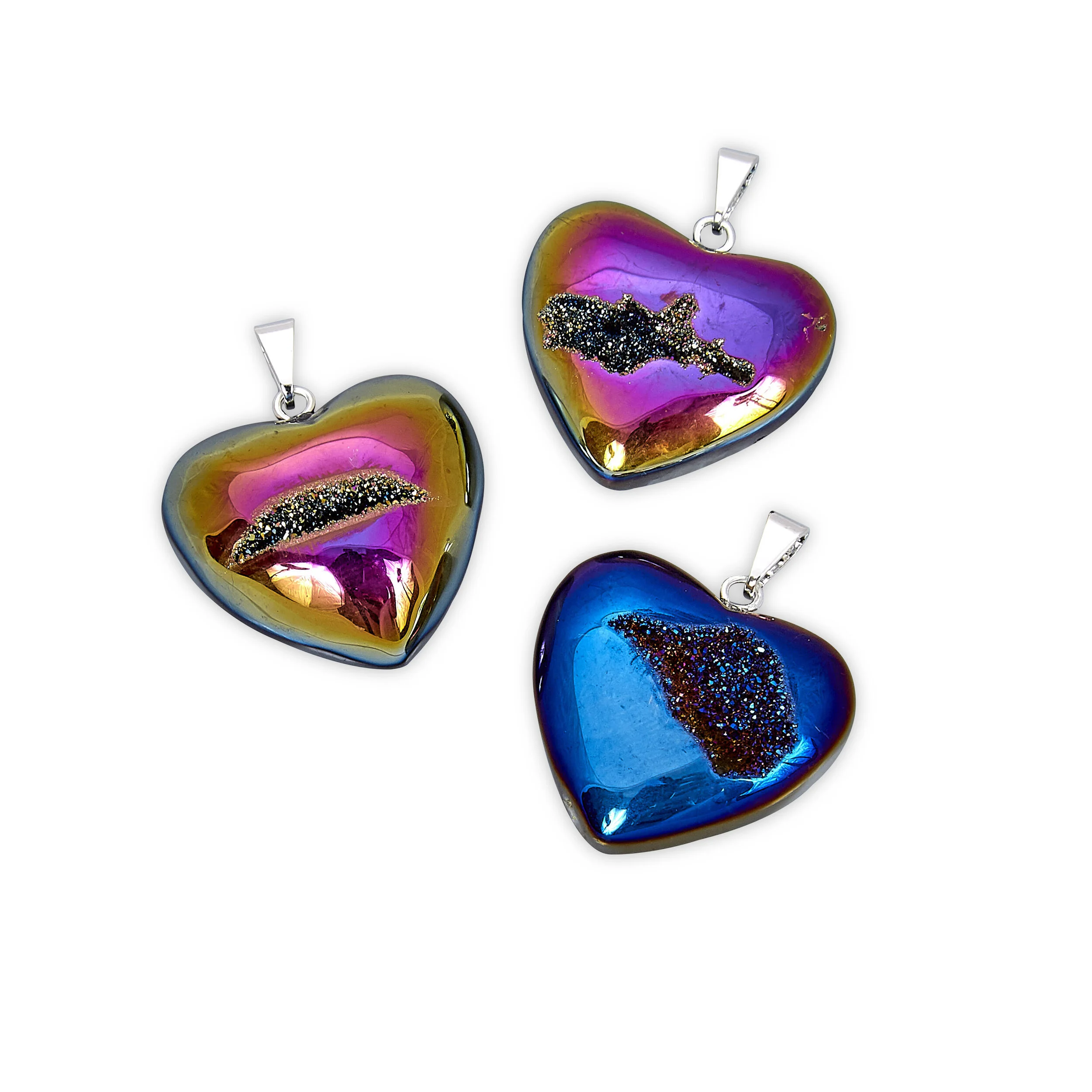 Plated Druzy Heart Pendant