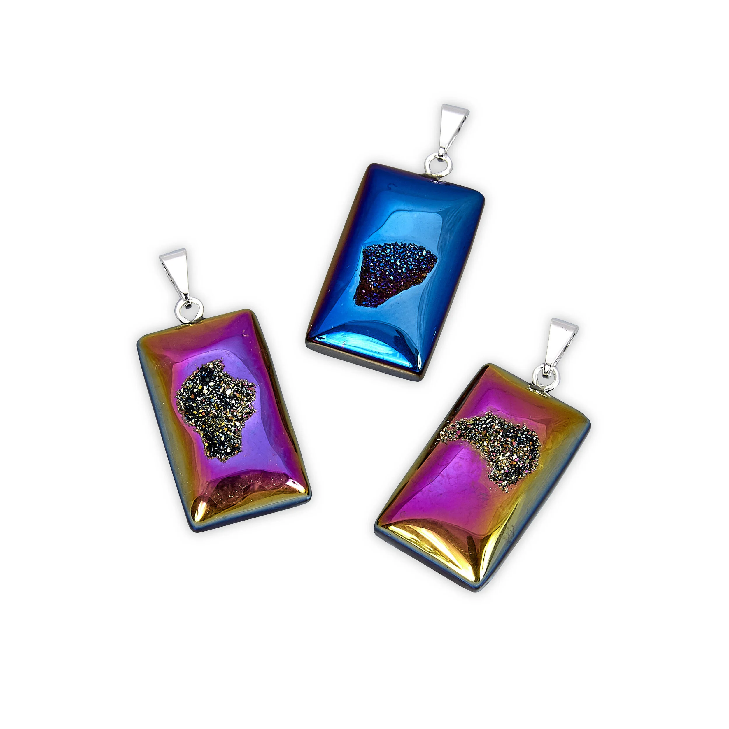Plated Druzy Rectangle Pendant