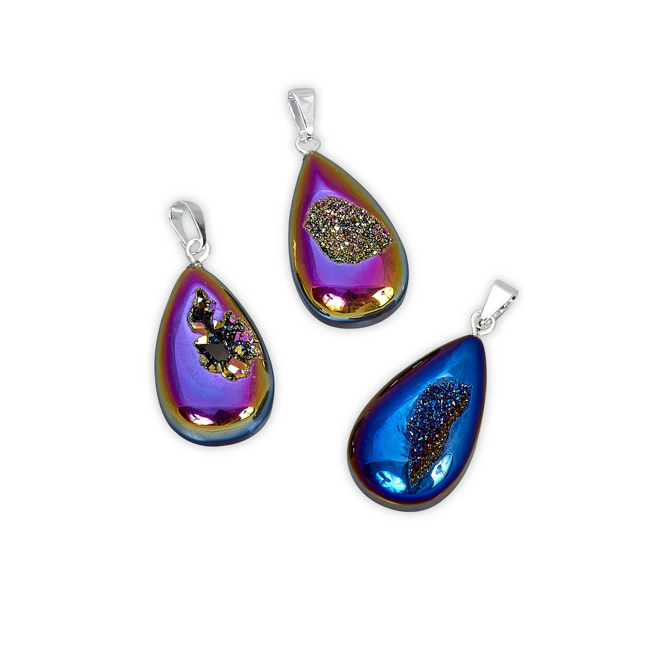 Plated Druzy Teardrop Pendant