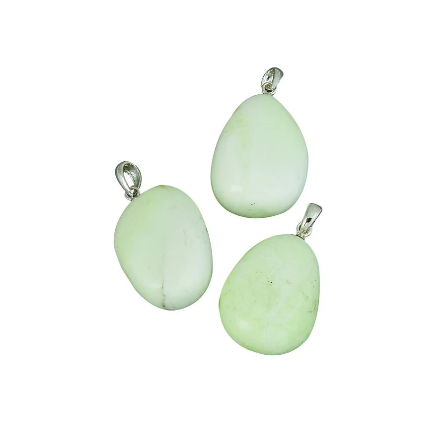 Lemon Chrysoprase Tumbled Pendant with Sterlingbail